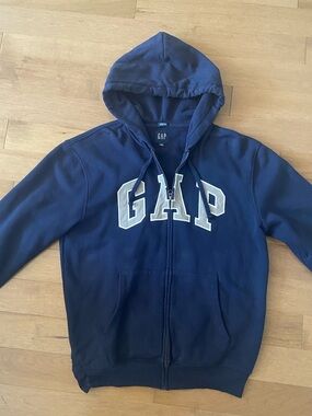 GAP Navy Blue Zip Hoodie with White Logo